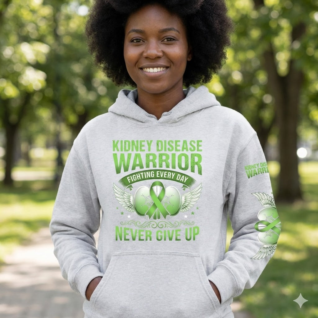 Kidney Disease Warrior Hoodie-Black/Gray/Maroon-MilitaryGreen Hoodie