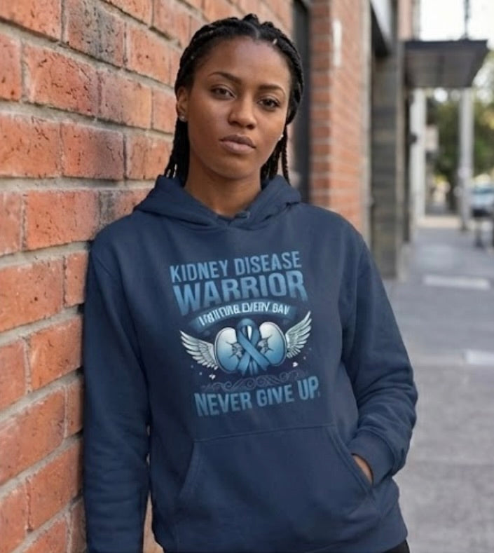 Kidney Disease warrior-Blu/Grey/White/Black Hoodie