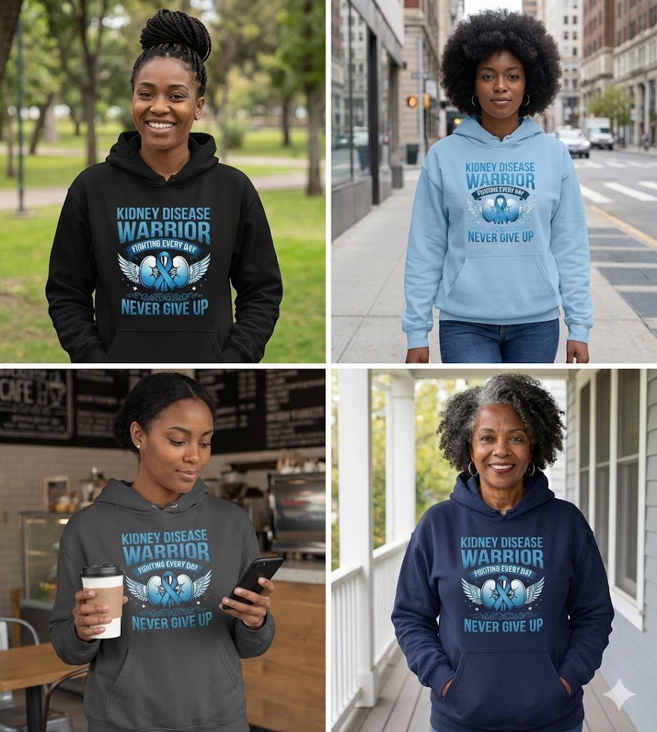 Kidney Disease warrior-Blu/Grey/White/Black Hoodie