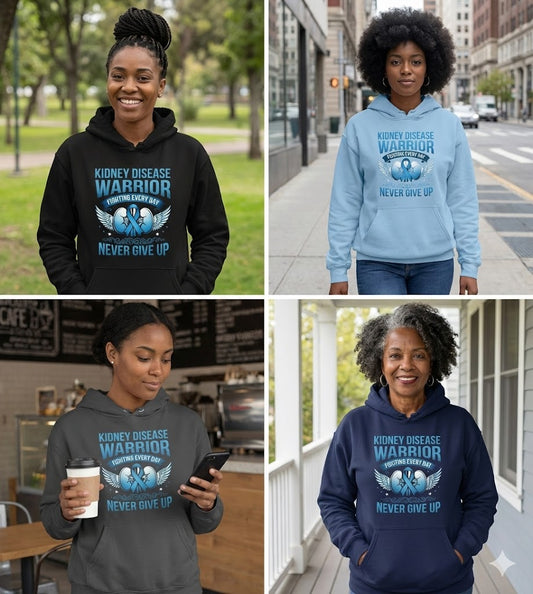Kidney Disease warrior-Blu/Grey/White/Black Hoodie