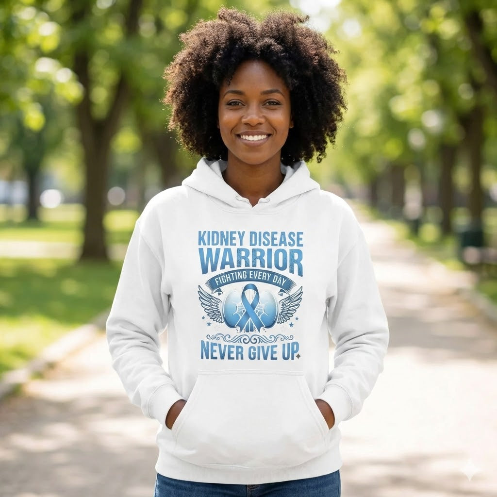 Kidney Disease warrior-Blu/Grey/White/Black Hoodie