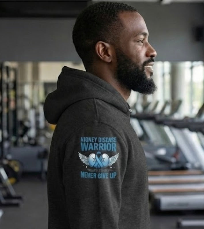 Kidney Disease warrior-Blu/Grey/White/Black Hoodie
